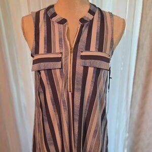 Fyve Blue striped zip front top size small